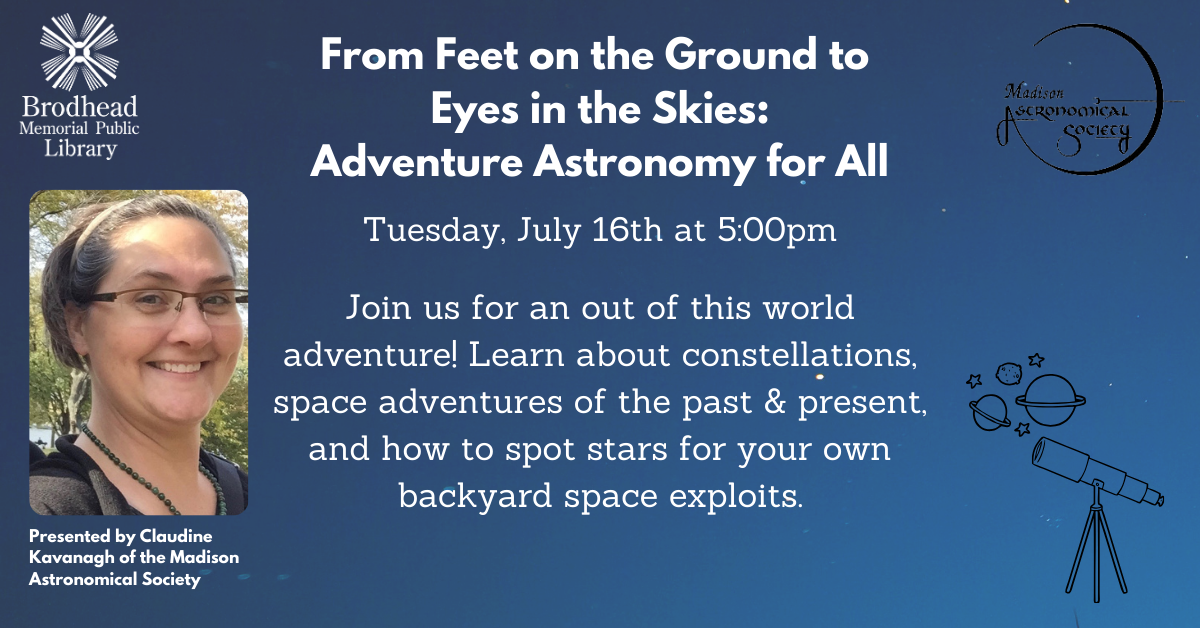 Adventure Astronomy for All July 16th at 5pm